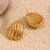 Wholesale Earrings Stainless Steel 18K Gold Plated Geometric Striped Retro Women