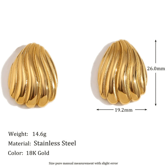 Wholesale Earrings Stainless Steel 18K Gold Plated Geometric Striped Retro Women