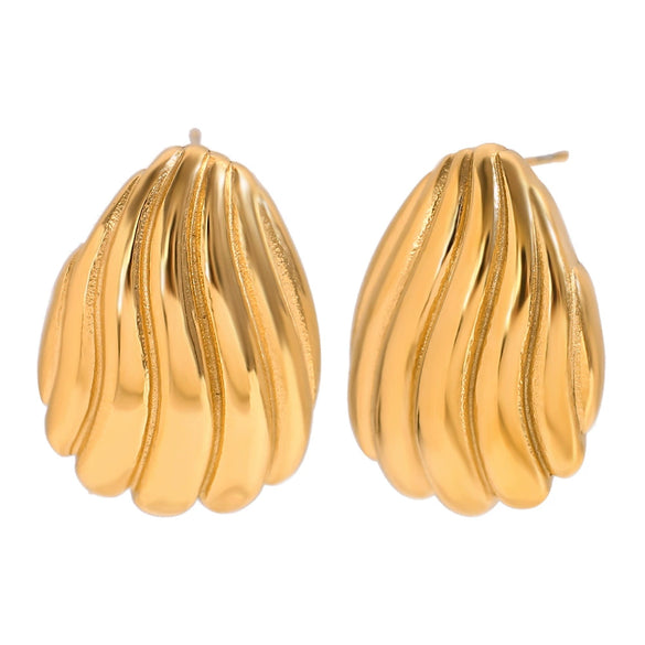 Wholesale Earrings Stainless Steel 18K Gold Plated Geometric Striped Retro Women