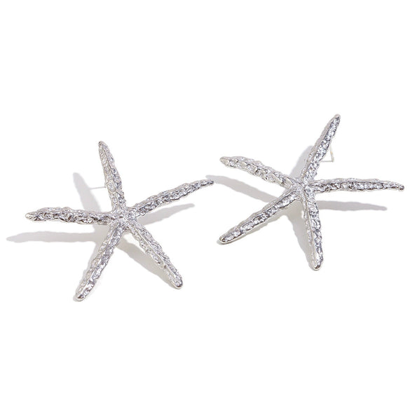 Wholesale Earrings Stainless Steel 18K Gold Plated Hammered Starfish Animal Style