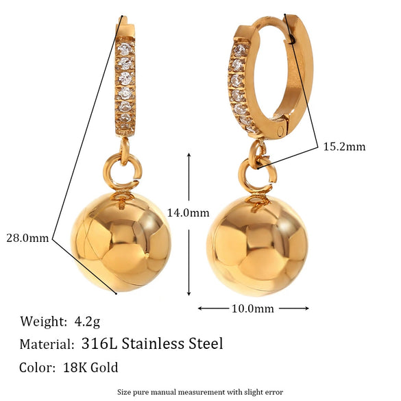 Wholesale Earrings Stainless Steel 18K Gold Plated Micro Set Zircon Fivepointed Star Geometric Heart Drop Shape