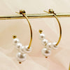 Wholesale Earrings Stainless Steel 14K Gold Plated Pearl Geometric C Shaped