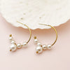 Wholesale Earrings Stainless Steel 14K Gold Plated Pearl Geometric C Shaped