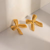 Wholesale Earrings Stainless Steel 18K Gold Plated Striped Bow Style Jewelry For Women