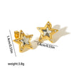 Wholesale Earrings Stainless Steel 18K Gold Plated Zircon Star Peach Heart Simple Design For Women