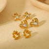 Wholesale Earrings Stainless Steel 18K Gold Plated Zircon Star Peach Heart Simple Design For Women
