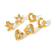 Wholesale Earrings Stainless Steel 18K Gold Plated Zircon Star Peach Heart Simple Design For Women