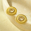 Wholesale Earrings Stainless Steel 18K Gold Round Hollow Design Electroplated Women's Simple Style