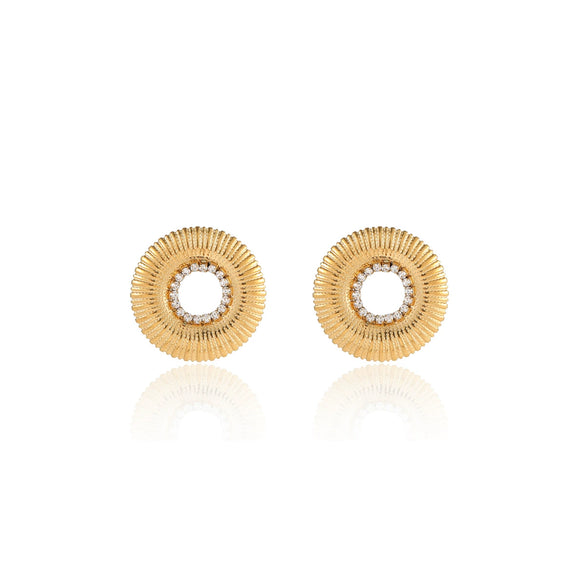 Wholesale Earrings Stainless Steel 18K Gold Round Hollow Design Electroplated Women's Simple Style