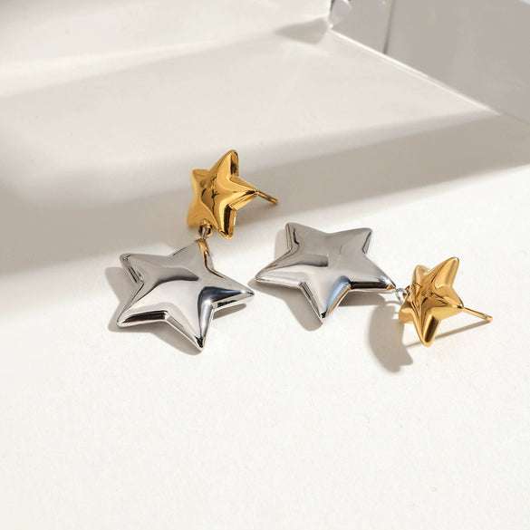 Wholesale Earrings Stainless Steel 18K Gold Star Shaped Electroplated