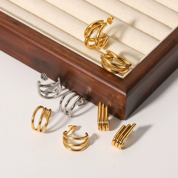 Wholesale Earrings Stainless Steel Light Luxury Geometric Electroplated