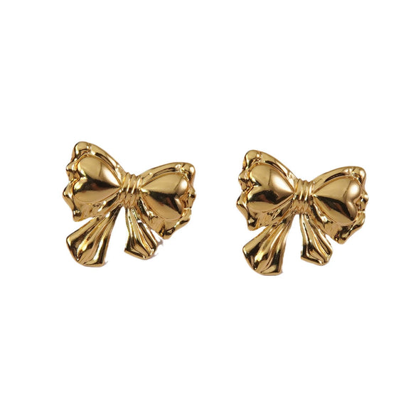 Wholesale Earrings Stainless Steel Love Pattern Bow Small Fresh Style Electroplating