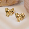 Wholesale Earrings Stainless Steel Love Pattern Bow Small Fresh Style Electroplating