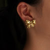 Wholesale Earrings Stainless Steel Love Pattern Bow Small Fresh Style Electroplating
