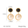 Wholesale Earrings Stainless Steel Luxury Retro Round Pearl Set