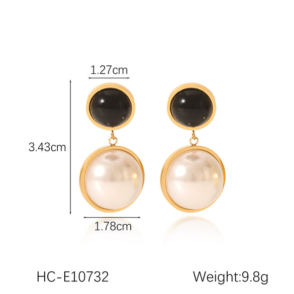 Wholesale Earrings Stainless Steel Luxury Retro Round Pearl Set