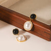 Wholesale Earrings Stainless Steel Luxury Retro Round Pearl Set