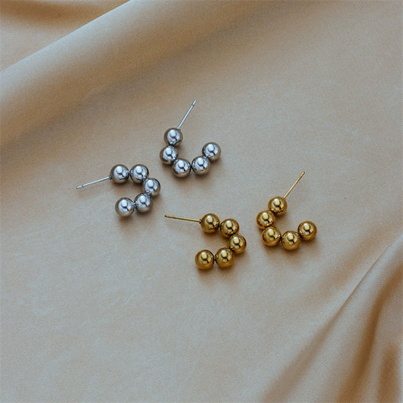 Wholesale Earrings Stainless Steel Metal Cold Style Geometric Ushaped Cshape Semicircle Electroplated