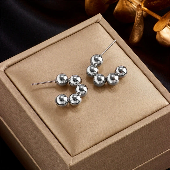 Wholesale Earrings Stainless Steel Metal Cold Style Geometric Ushaped Cshape Semicircle Electroplated
