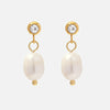 Wholesale Earrings Stainless Steel Natural Freshwater Pearl Diamond Geometric Electroplating For Women