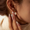 Wholesale Earrings Stainless Steel Natural Freshwater Pearl Diamond Geometric Electroplating For Women