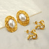 Wholesale Earrings Stainless Steel Pearl Geometric Retro Fashion For Women
