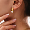 Wholesale Earrings Stainless Steel Pearl Powder Drop Oil Geometric Cshaped 18K Gold Plated