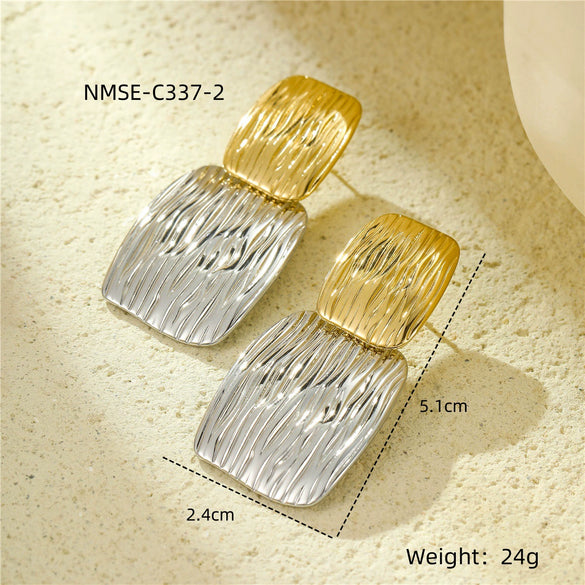 Wholesale Earrings Stainless Steel Petals Geometric Pattern 18K Gold Plated Vintage Style