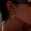 Wholesale Earrings Stainless Steel Pink Zircon Gold And Silver Color Matching Geometric Bow Star Electroplated For Women