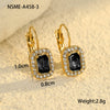 Wholesale Earrings Stainless Steel Real Gold Plated Geometric Square Zircon French Retro Style