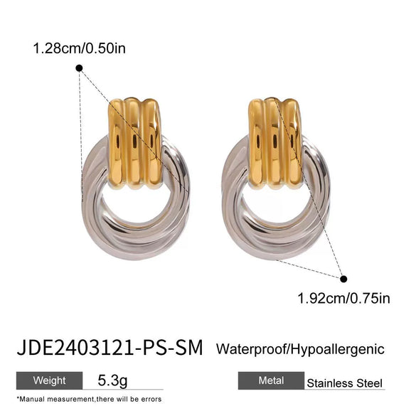 Wholesale Earrings Stainless Steel Retro Geometric Electroplated