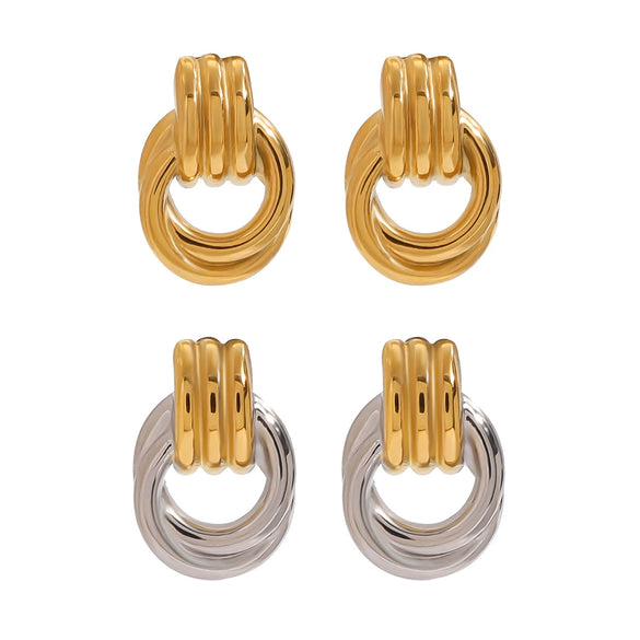 Wholesale Earrings Stainless Steel Retro Geometric Electroplated