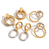 Wholesale Earrings Stainless Steel Retro Geometric Style Electroplating Gold And Silver Color Matching Fourring Wrapped Round Cut Out Movable