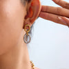 Wholesale Earrings Stainless Steel Retro Geometric Style Electroplating Gold And Silver Color Matching Fourring Wrapped Round Cut Out Movable