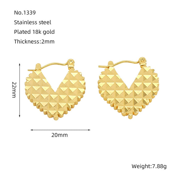 Wholesale Earrings Stainless Steel Retro Gold Round Love Geometric Heart Shape Electroplated For Women
