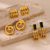 Wholesale Earrings Stainless Steel Retro Irregular Claw Hook Light Luxury Geometric Pattern Electroplated For Women