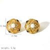 Wholesale Earrings Stainless Steel Retro Round Pearl Inlaid With White Stone Geometric Ushape Electroplated For Women