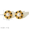 Wholesale Earrings Stainless Steel Retro Round Pearl Inlaid With White Stone Geometric Ushape Electroplated For Women
