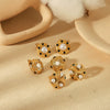 Wholesale Earrings Stainless Steel Retro Round Pearl Inlaid With White Stone Geometric Ushape Electroplated For Women