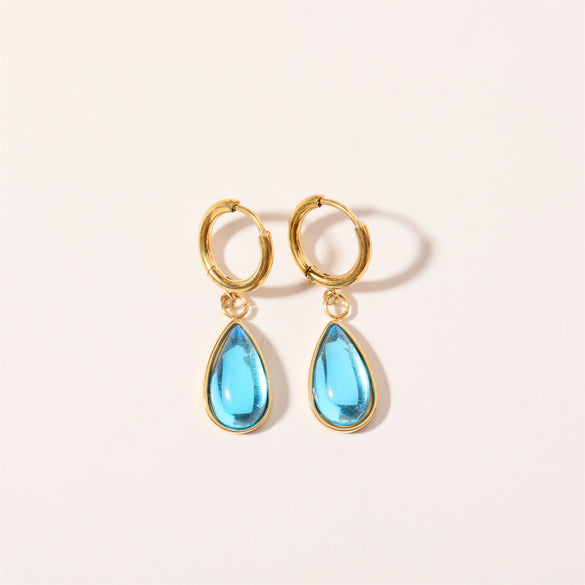 Wholesale Earrings Stainless Steel Retro Simple Elegant Dropshaped Goldplated Geometric Unisex