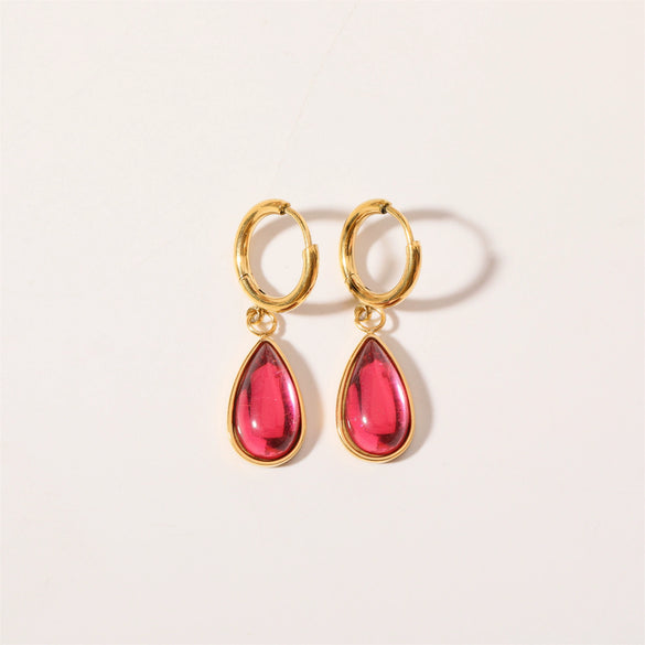 Wholesale Earrings Stainless Steel Retro Simple Elegant Dropshaped Goldplated Geometric Unisex
