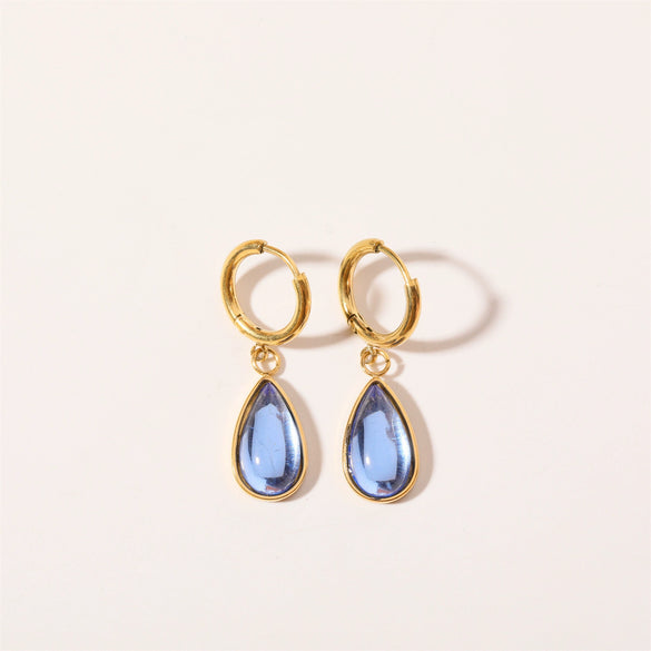 Wholesale Earrings Stainless Steel Retro Simple Elegant Dropshaped Goldplated Geometric Unisex