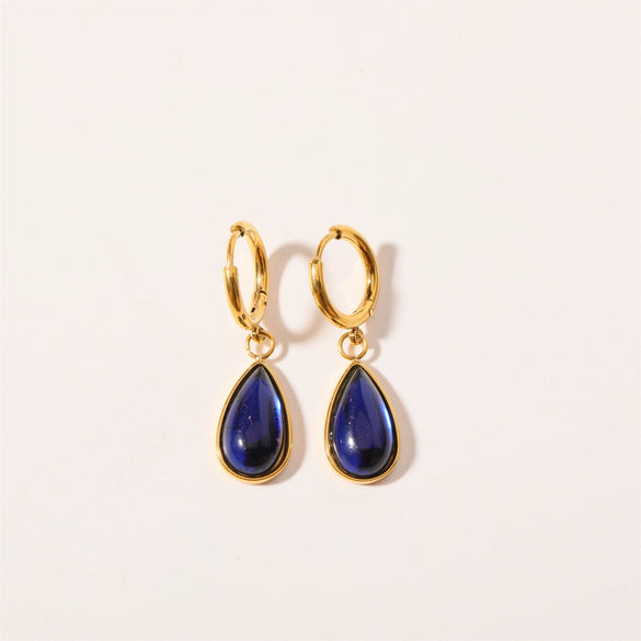 Wholesale Earrings Stainless Steel Retro Simple Elegant Dropshaped Goldplated Geometric Unisex