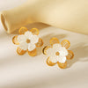 Wholesale Earrings Stainless Steel Retro Style Flower Geometric Electroplated For Women
