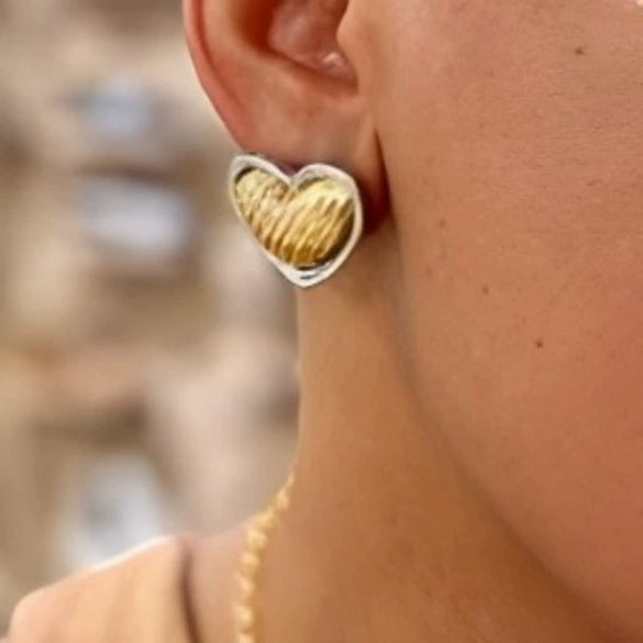 Wholesale Earrings Stainless Steel Retro Style Heart Pattern Electroplating For Women