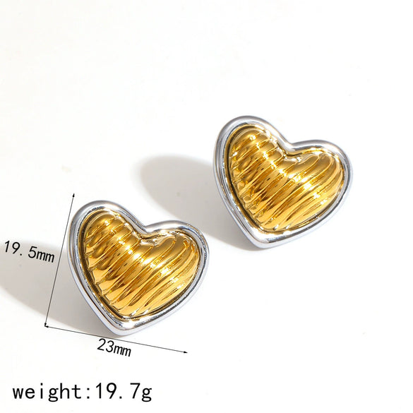 Wholesale Earrings Stainless Steel Retro Style Heart Pattern Electroplating For Women