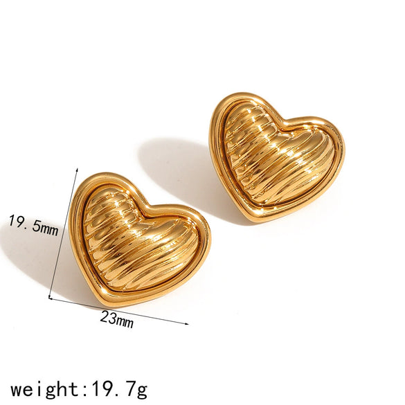 Wholesale Earrings Stainless Steel Retro Style Heart Pattern Electroplating For Women