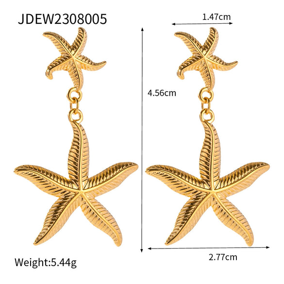 Wholesale Earrings Stainless Steel Starfish Pendant Retro Simple Ocean Style Geometric Electroplating For Women