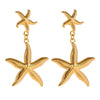 Wholesale Earrings Stainless Steel Starfish Pendant Retro Simple Ocean Style Geometric Electroplating For Women