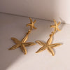 Wholesale Earrings Stainless Steel Starfish Pendant Retro Simple Ocean Style Geometric Electroplating For Women